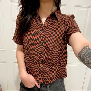 Wavy Checkerboard Button Up Shirt